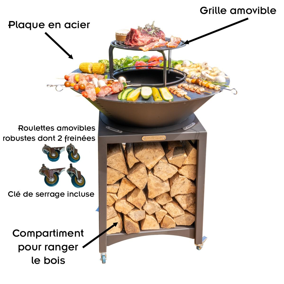 Brasero Blumfeldt Merano Circolo 3 En 1 - Brasero, Barbecue Et Table Pour Jardin