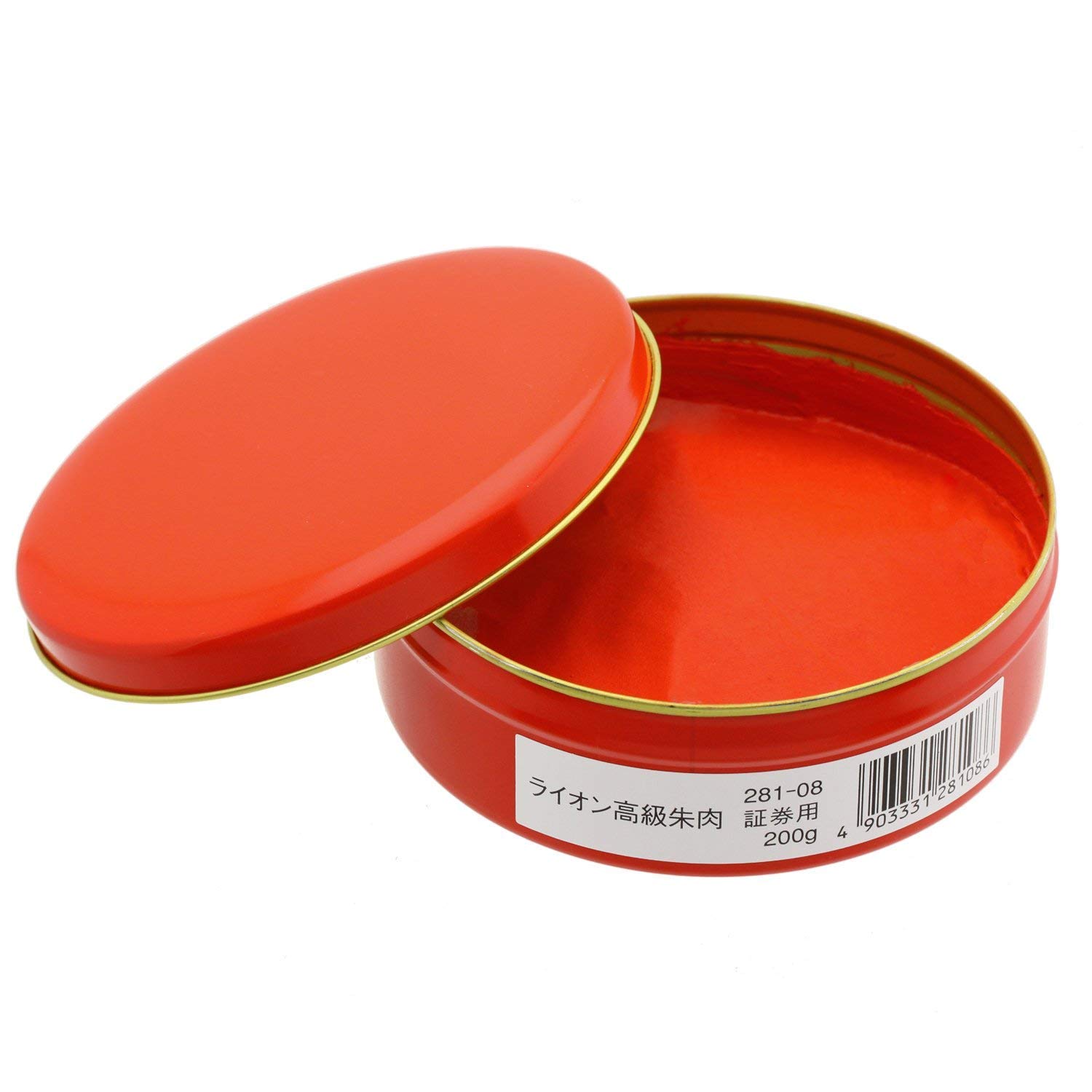 赤い鳥模様の朱肉入れ Amazon | ライオン事務器 朱肉 証券用200g |