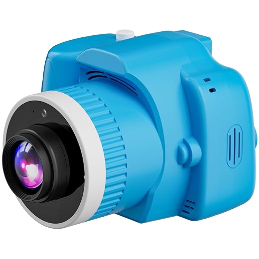 Kids Camera with Projector for Boys Girls: 2MP Kids Digital Camera with Funny Games - 2.5 Hours Projection Mode - 32GB Memory Card, Birthday Gift for Ages 6-10 - Blue - Thybro