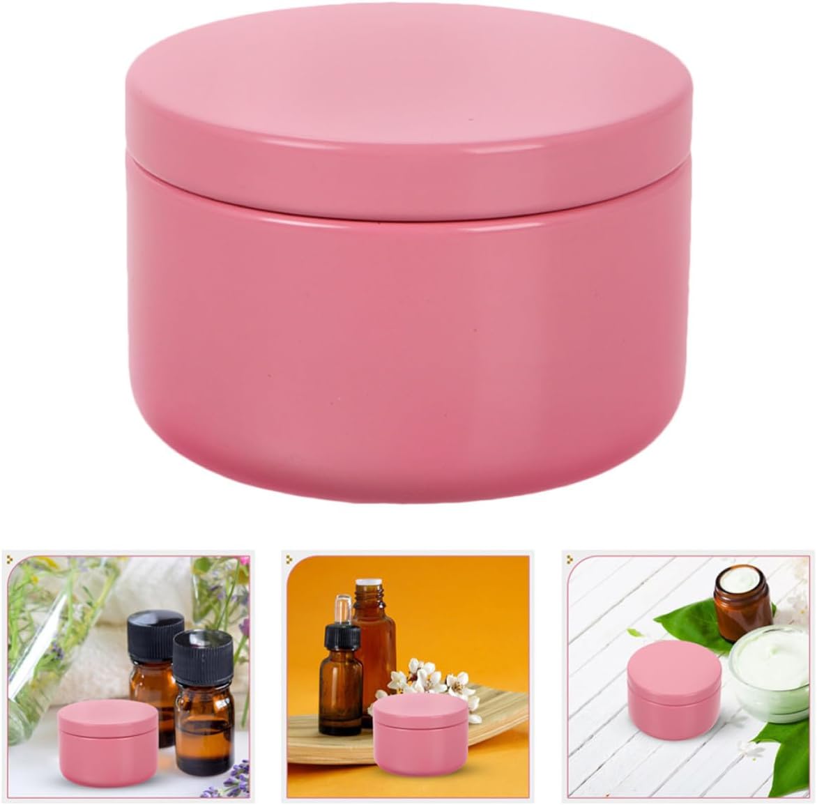BESTOYARD 6pcs Pink Aluminum Candle Storage Tins with Lids, Round Metal DIY Candle Containers for Essential Oil Fragrance Storage, Sealed Travel Aromatherapy Jars