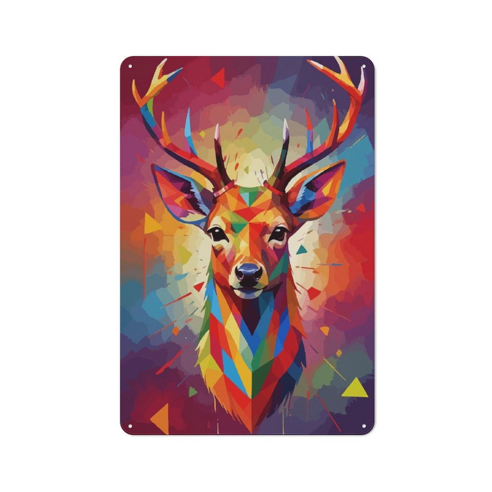 Junmoney Deer Colorful Wpap Art Retro Metal Sign 30X20cm For Hobby Room Or Studio, Autumn Wall Decor For Creative Interior Collectors