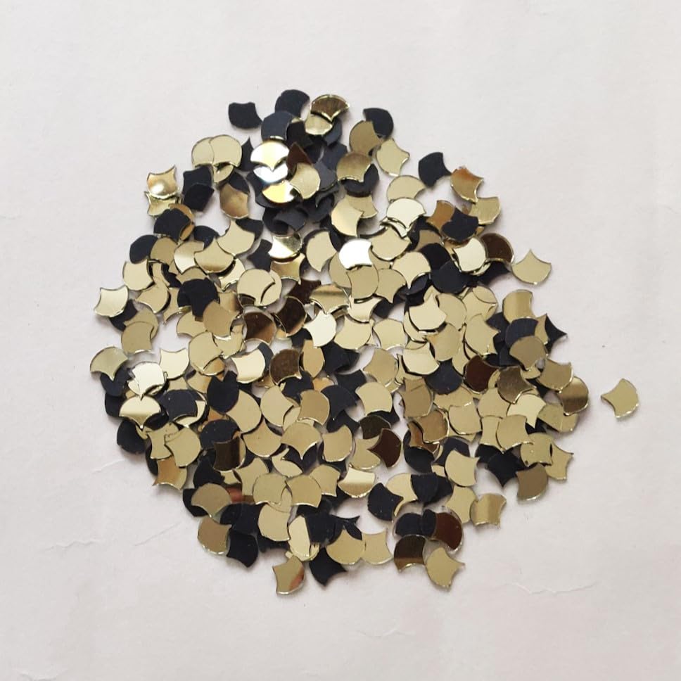 ilika9 - Premium Shape Golden Mirror for Lippan Art - Diya - 10mm - 100 GMS. (415 pcs)-picture-15