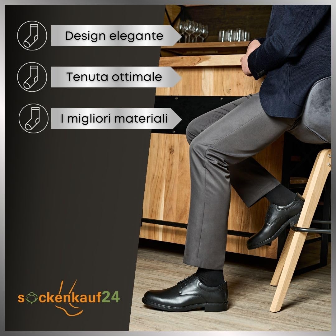 sockenkauf24 10 Paia Calze Uomo Classiche Eleganti Calzini Neri Comode Cotone Traspiranti