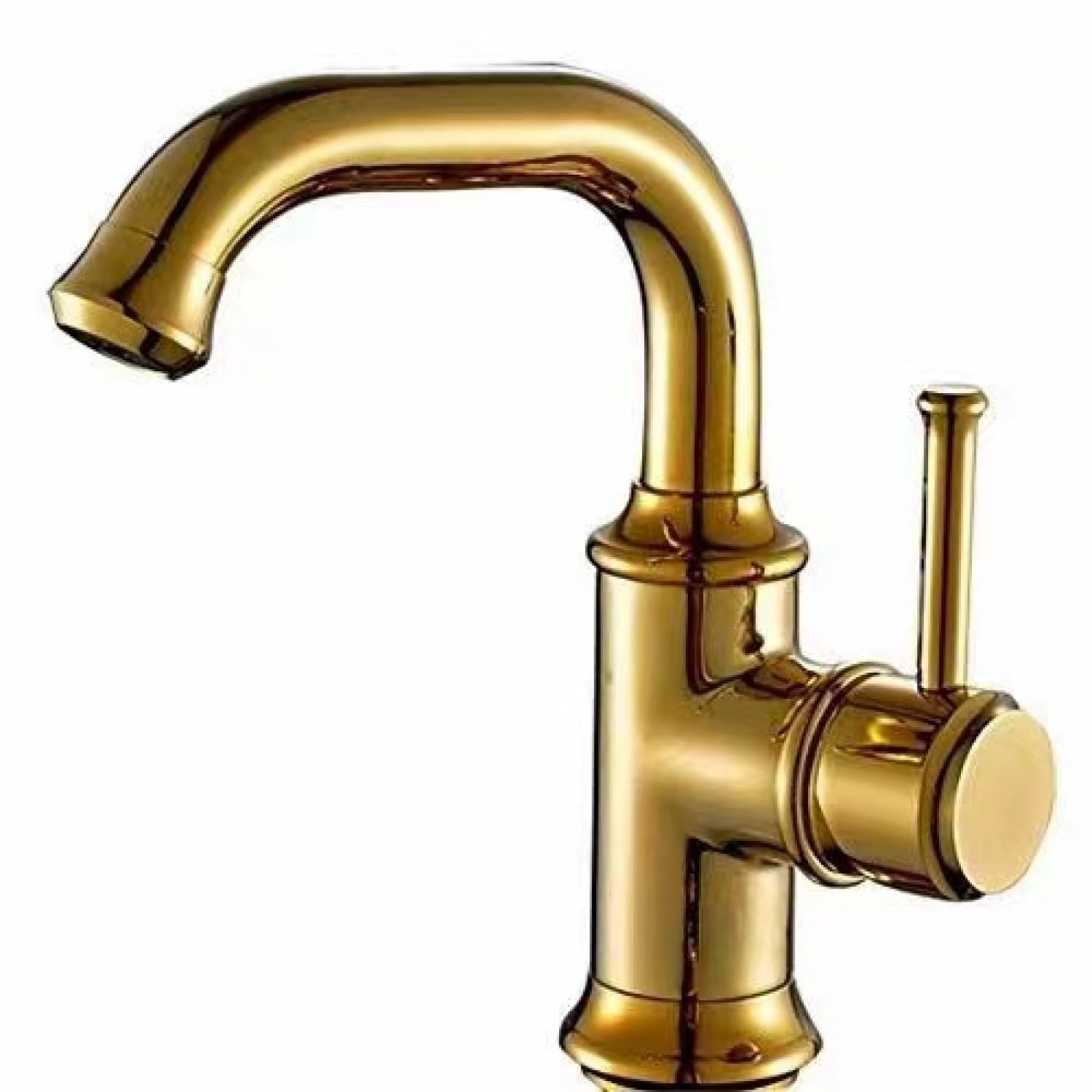 Fanjubei Golden Dwarf Bathroom Copper Hot And Cold Washbasin Rotating Faucet, Gold Short
