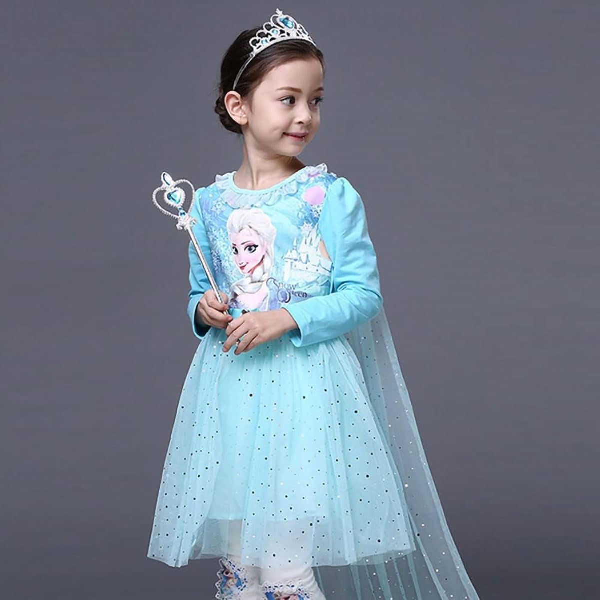 Vicloon neue Prinzessin Kostüme Set 7 Stück Geschenk aus Diadem, Handschuhe, Zauberstab, Halskette3-9 Jahre