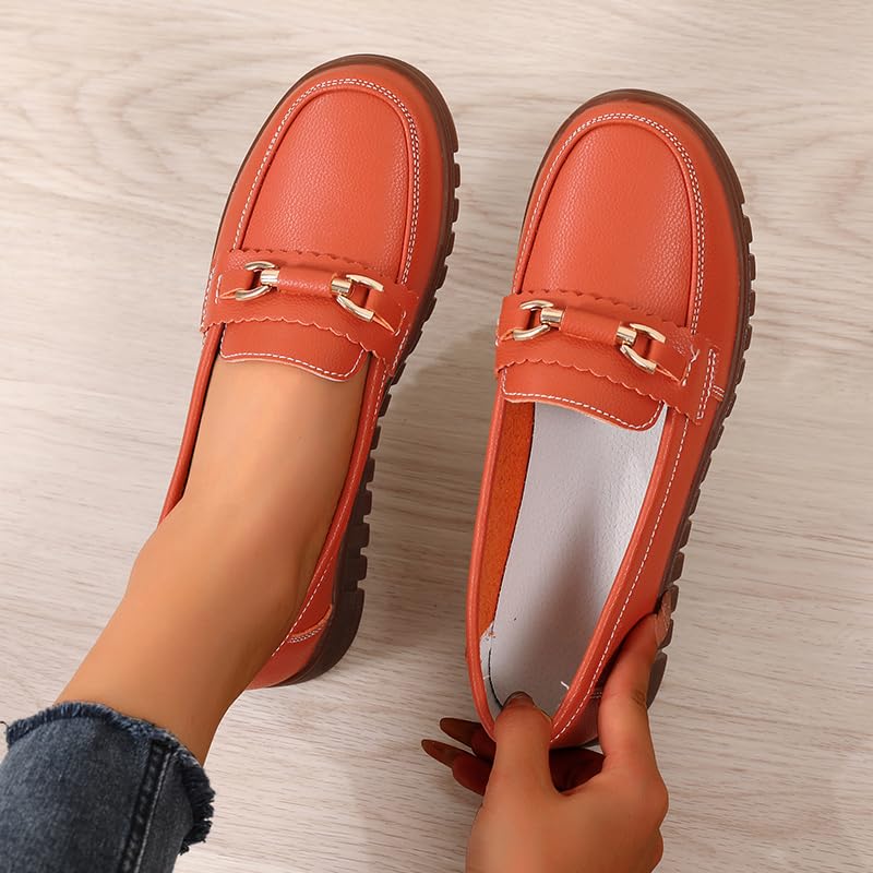 Image of Loafers for Women Business Casual Shoes Comfortable & Lightweight Round Toe Penny Dressy Slip On Work Flats