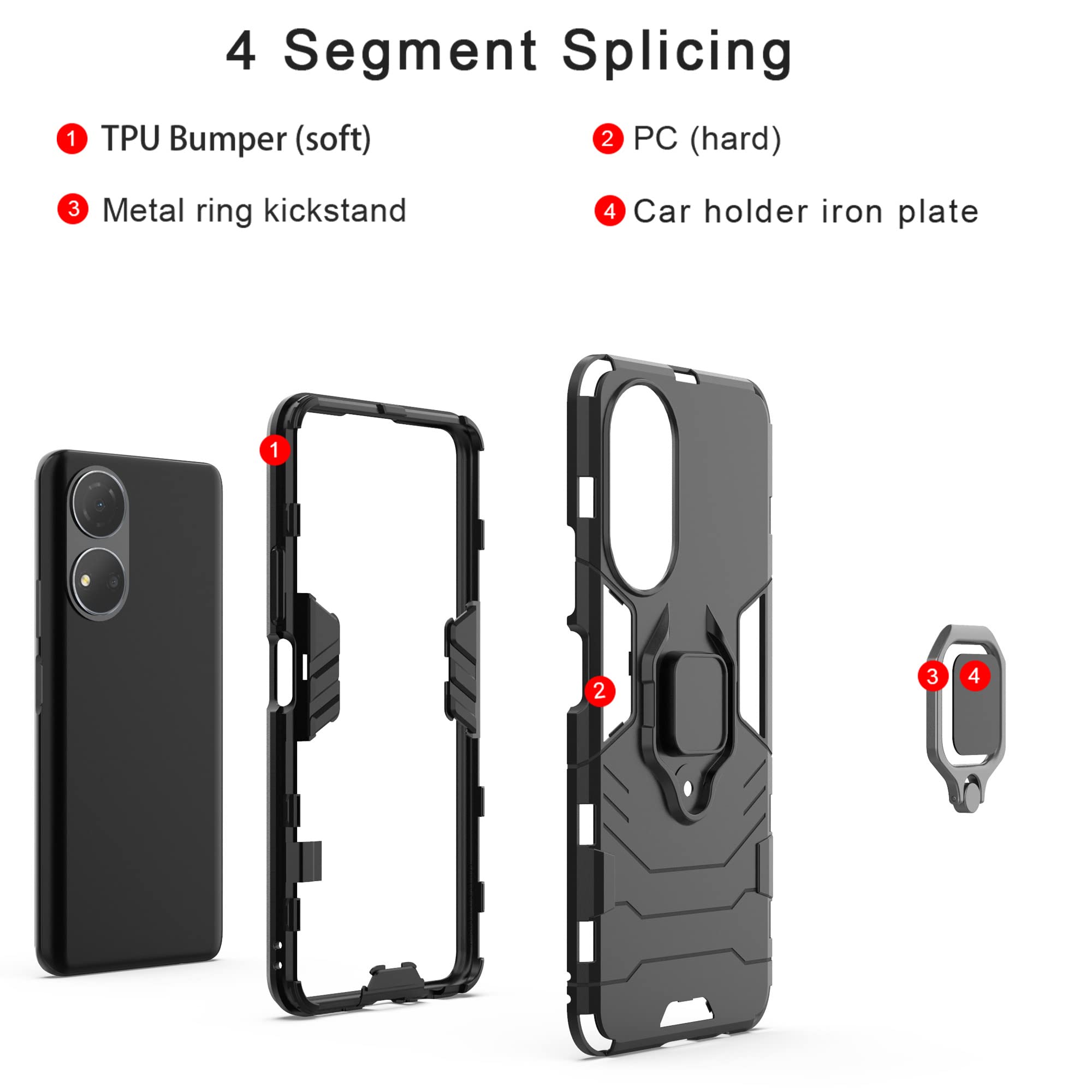 SEEKO Cover per Honor X7, [360° Rotante Staffa] [Militare