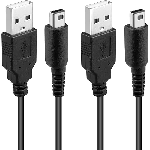 Trenro 2 Pack 3DS Charger Cable, 3DS/DSi USB Power Charging Cord Compatible with Nintendo New 3DS XL/New 3DS/2DS XL/2DS/DSi, 4ft, Black