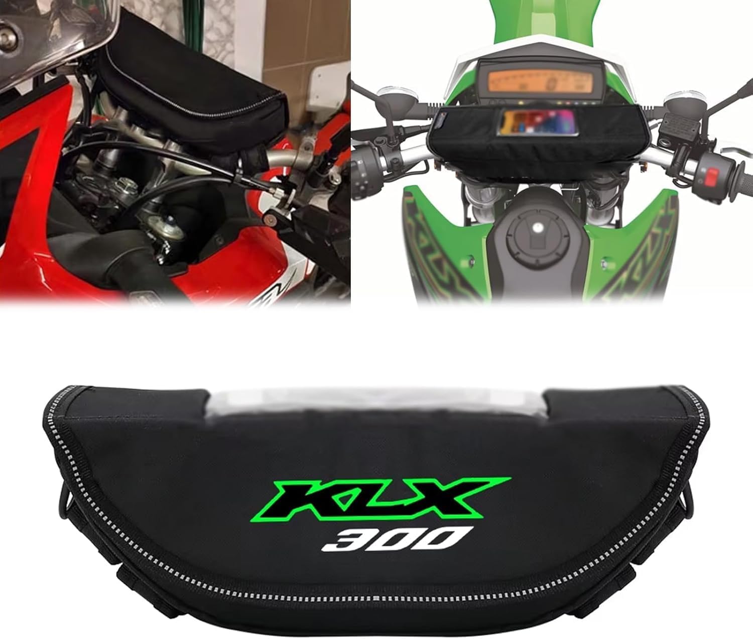 For KLX300 klx300 2026 2025 2024 2023 Motorcycle Handlebar Storage Bag Travel Kit Waterproof Dustproof Steering Wheel Navigation Bag Handlebar Bag (B)
