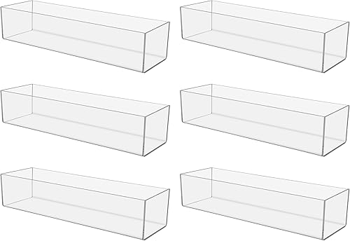 Marketing Holders Paquete de 6 bandejas de acrílico para venta al por menor, un compartimento de 15 pulgadas de ancho x 4 pulgadas de profundidad,