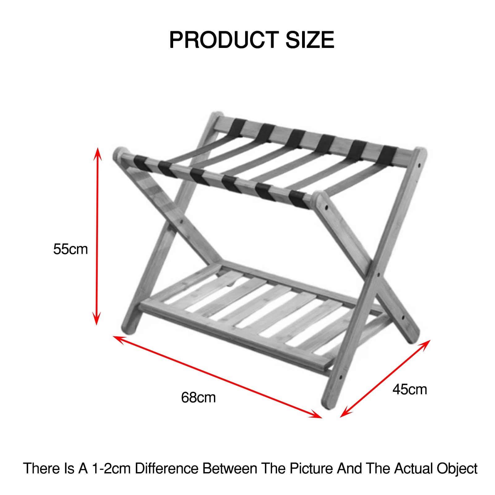Portaequipajes plegable con compartimento de almacenamiento, soporte para maleta que ahorra espacio para hotel, habitación de invitados y hogar