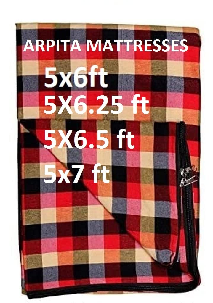 Shri Krishan Kripa Handloom - Queen Size Cotton Mattress Cover 84x60x4 inch, Heavy Fabric,Multicheck