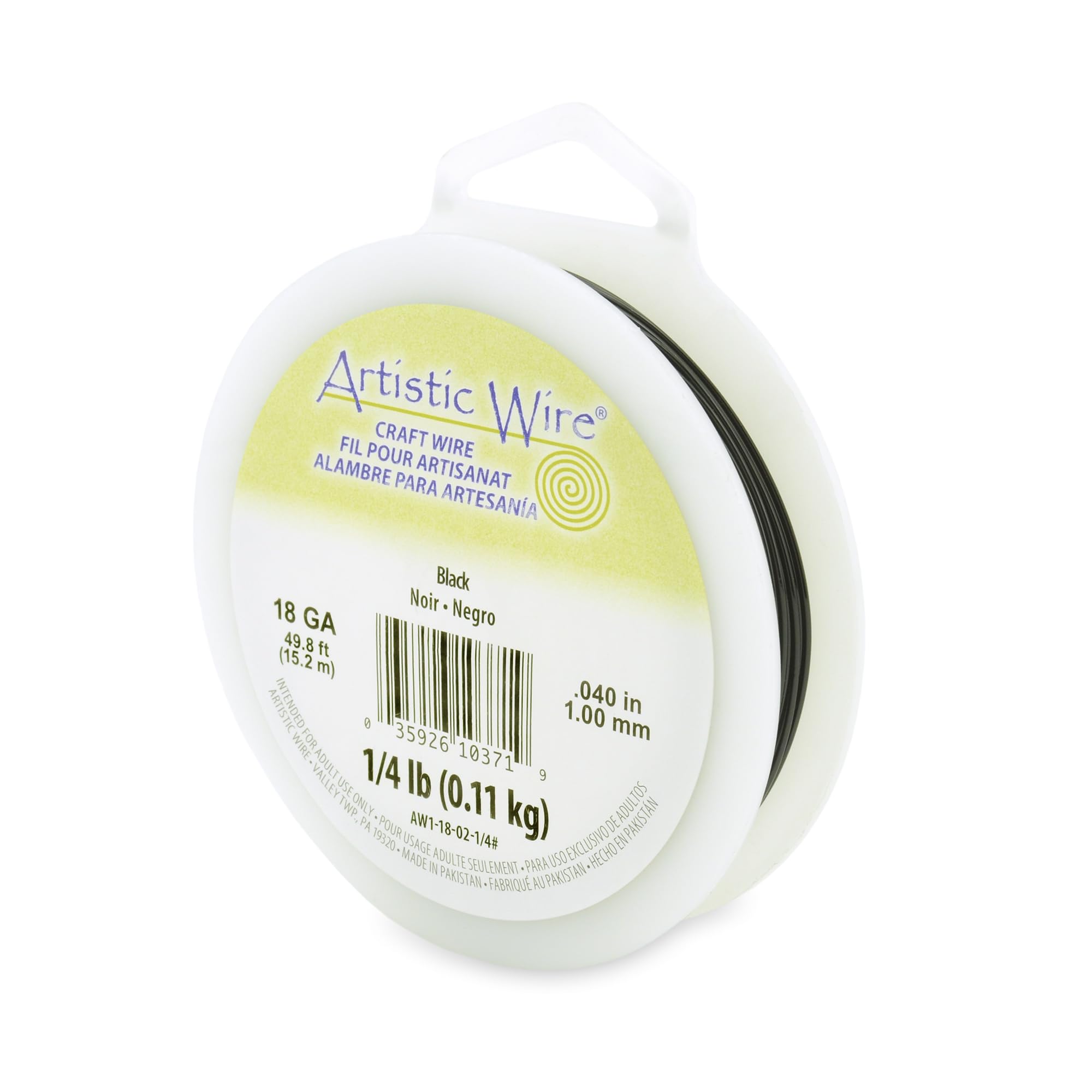 Artistic Wire Black Tarnish Resistant Colored Copper Craft Wire, 18 Gauge / 1.0 Mm,