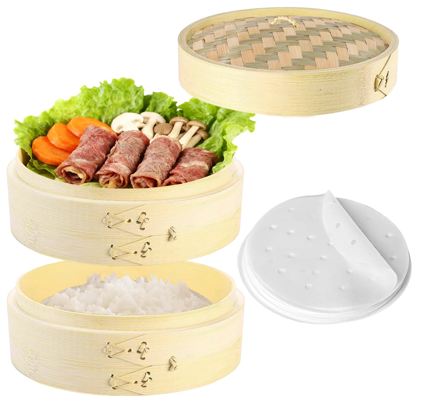 Amazon | 職人手作り 竹せいろ 蒸し器 竹セイロ 竹蒸篭 天然竹 中華