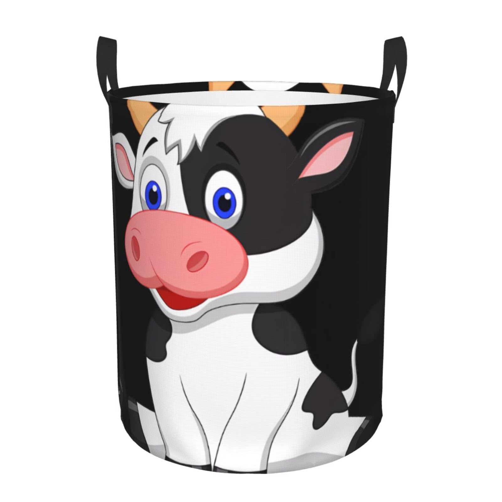 S Circular Hamper Dairy Cow Print Storage Basket for Home