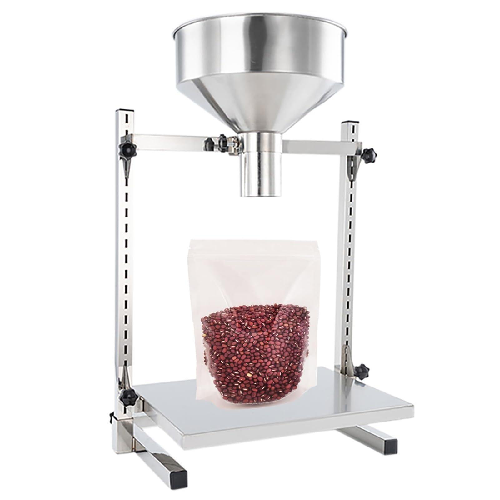 Edelstahl-Fülltrichter mit Stützständer und Hebeplattform | Tragfähigkeit 100kg, Manueller Dosiertrichter, Großdurchmesser-Füllmaschine für Pulver-, Flüssigkeits(5cm)