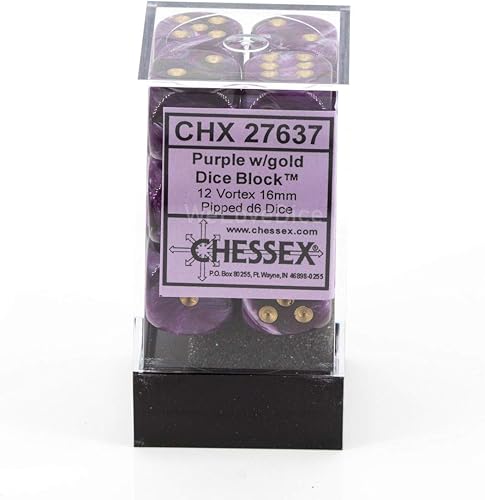 Miniatura 4 de DND - Juego de dados Chessex D&D de 0.630 in, juego de dados poliédricos de plástico vórtice morado y dorado, dados de mazmorras y dragones, incluye