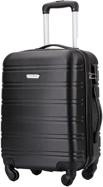 Flymax 55x35x20 Super Lightweight Abs Hard Shell Travel Carry on Board Cabin Approved Hand Luggage with 4 Wheels Fits Easyjet, Ryanair, British Airways & Jet 2 56x45x25