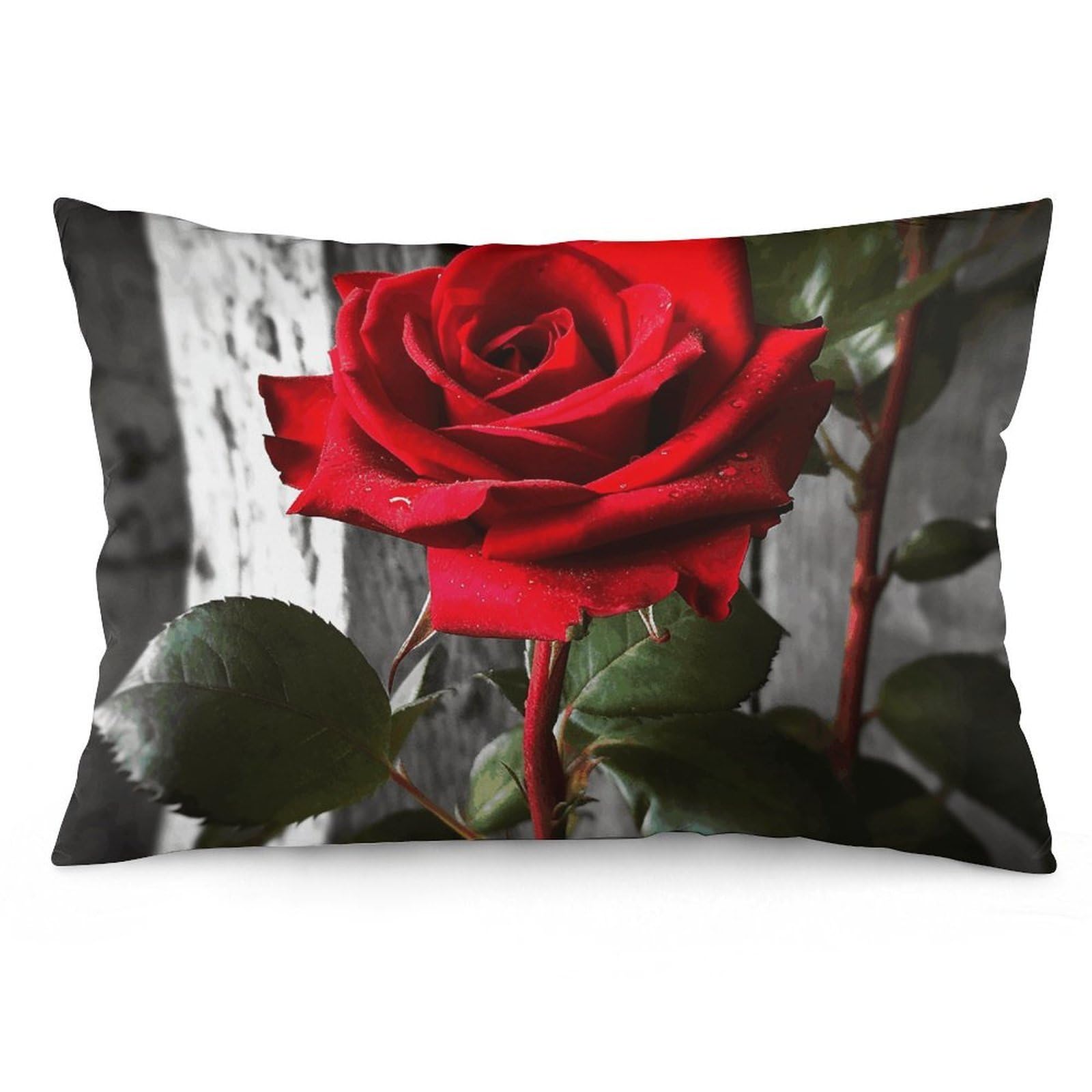 2 Pack Pillow Cases for Hair and Skin, Soft Breathable Pillow Case Covers with Hidden Zipper, Blooming Red Rose Pillowcase 16 "x24 Pillow Covers for Sleeping Gift