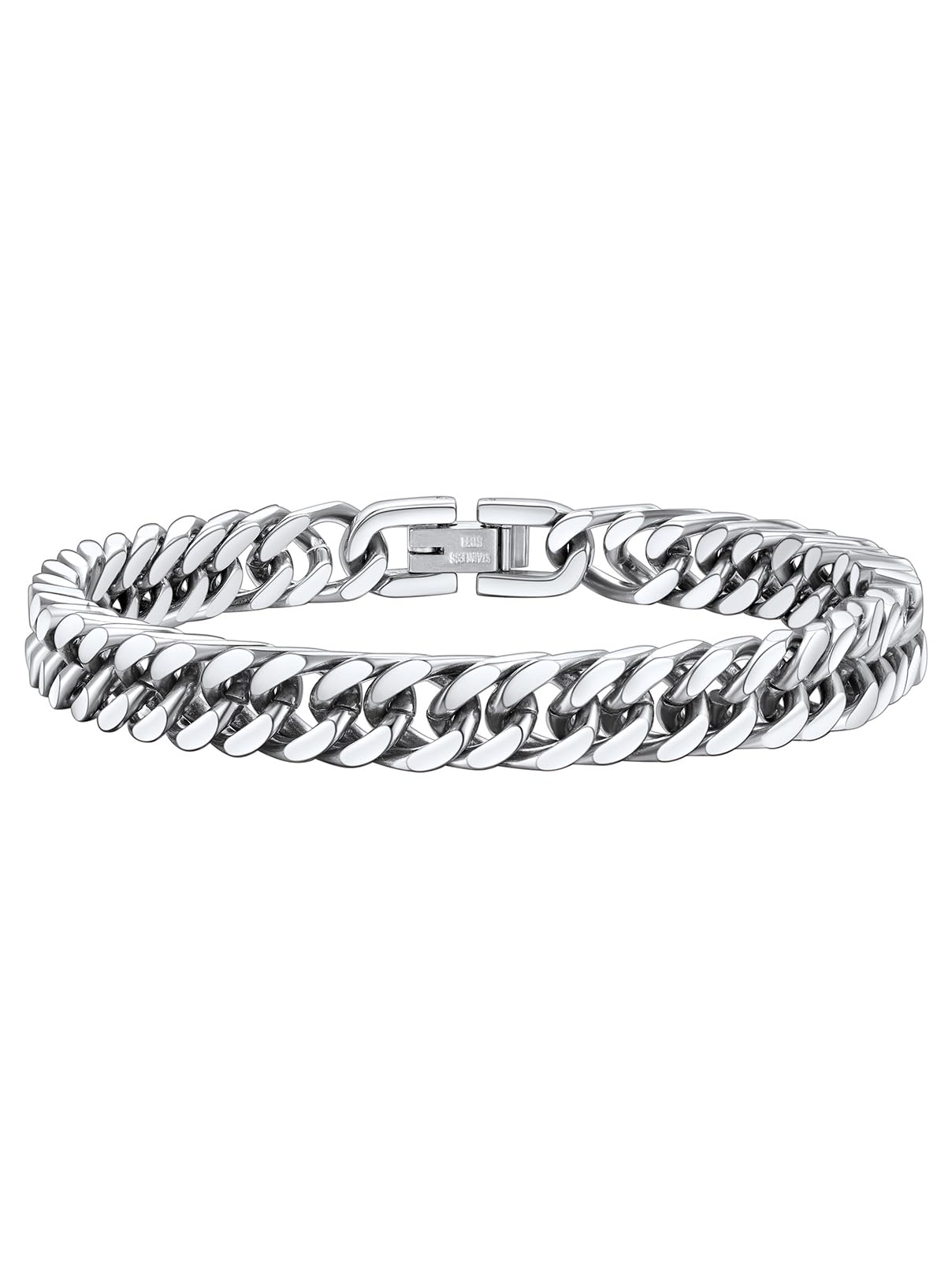 FaithHeart Armband Herren Damen Panzerkette Männer Kette Edelstahl Panzerarmband Kubanische Kette Armkette mit Faltverschluss Schmuck Armband 19/21/23CM, Edelstahl/Schwarz/Vergoldet, 8/12/17MM breit