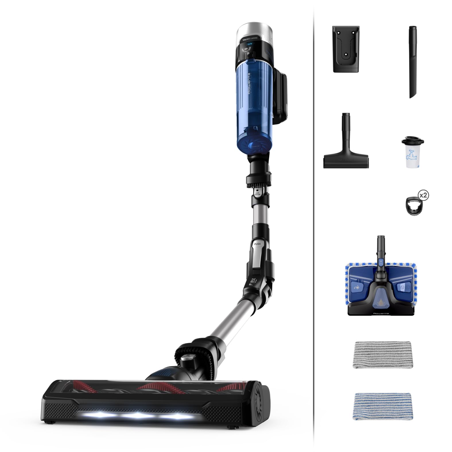 Rowenta XForce Flex 9.60 Aqua Aspirateur sans Fil, Haute Puissance d'aspiration, Batterie Longue durée, système avec Tuyau Flexible, réglage Automatique de la Puissance d'admission, RH20C0W0