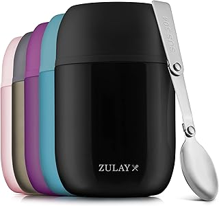 Zulay Vacuum Insulated Soup Thermos 16 oz - Stainless Steel Food Thermos For Hot Food For Adults and Kids - Leakproof Insu...