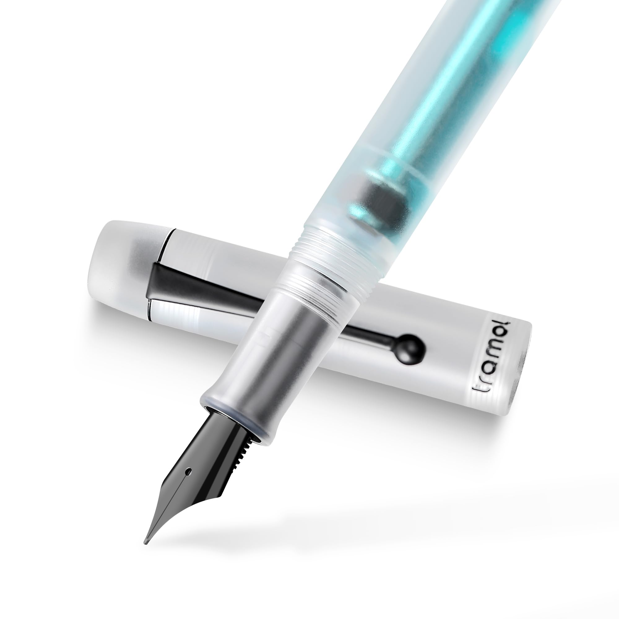 T328 Vacuum Filling Fountain Pen, Medium Nib,white matt acrylic, large capacity, smooth writing, comes with a gift box