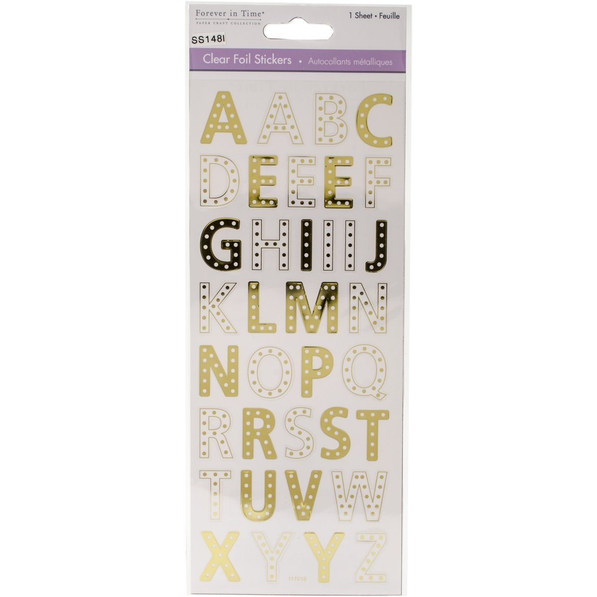 MultiCraft Clear Foil Stickers-Alphabet Gold