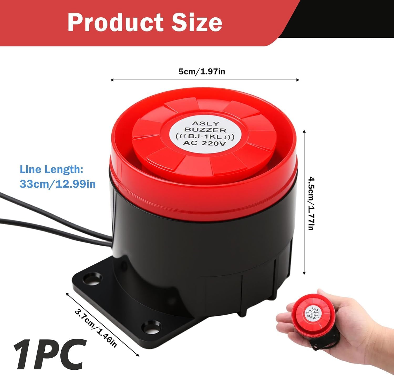Mini Sirena Alarma 220V 120dB Sistema de Seguridad Exterior con Luz Intermitente Sonido de Alto Decibelio Mini Alarma Sonora Luminosa para Hogar Oficina Tienda Garaje Puerta de Jardín Balcón Vehículo
