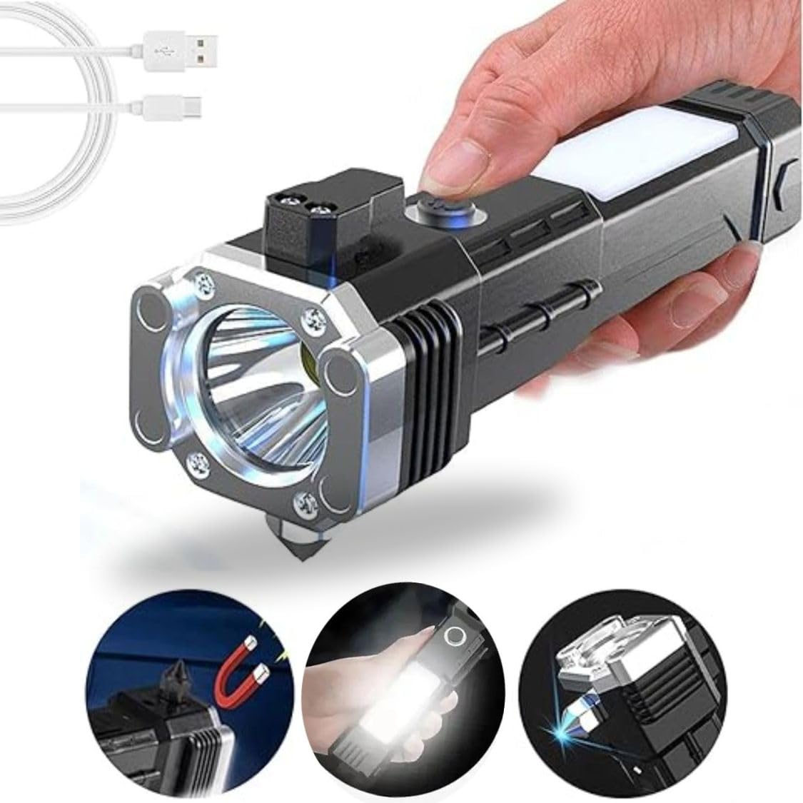WYNXCARE LED Torch Light Rechargeable | 3 Modes Long Distance Beam Range Emergency Flashlight | Torch with Power Bank & Rechargeable Battery | Car & Camping Light (B0CM9S38J9) Amazon Price History, Amazon Price Tracker