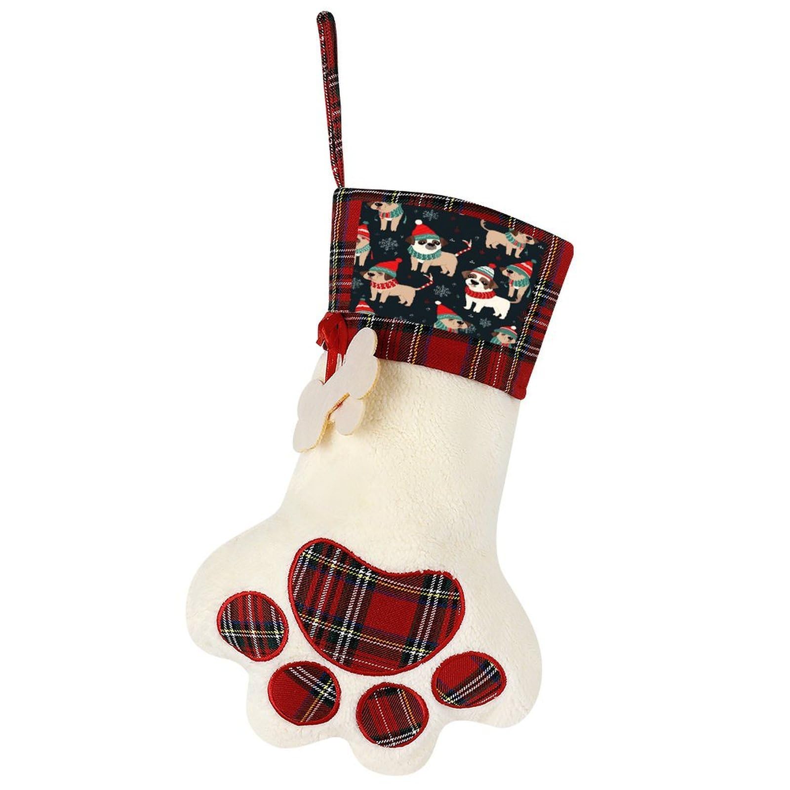 Merry Christmas Dog Dog Christmas Stocking,Custom Pet Paw Christmas Stockings Xmas Hanging Stockings Paw Shape Stocking for Xmas Tree Fireplace Hanging Christmas Party