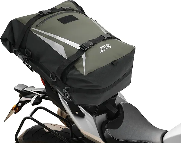 Motorcycle Tail Bag 30L Motorbike Side Bag Waterproof Motor Saddle Pannier Bag Travel Luggage Rear Rack Trunk Storage Motor Accessories (Army Green)