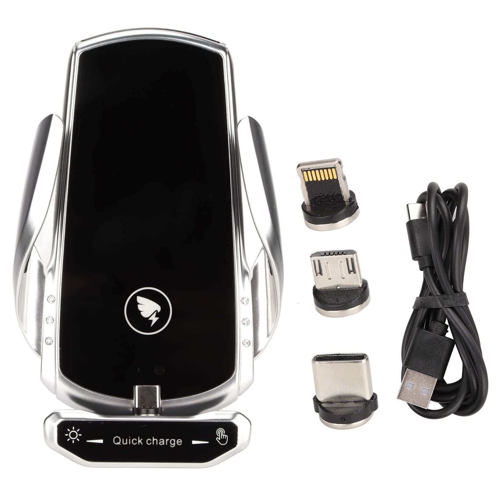 Caricabatteria da Auto Wireless da 15 W con Ricarica Rapida Smart Sensing per Supporto da Auto con Rotazione a 360° Argento (SILVER)