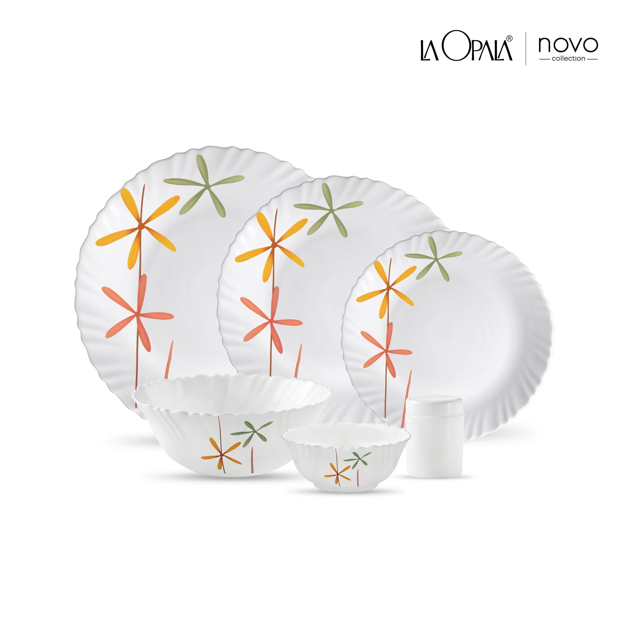 LaOpala Dinnerware Set Novo Segment Autumn Flower Opalware 23 Piece Dinner Set