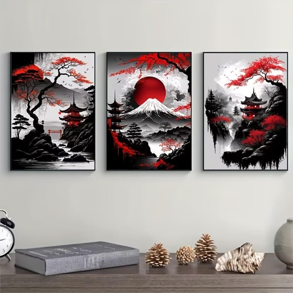 3 Pcs Poster Natural Landscape 8x12inch Wall Art for Modern Home, Office, Living Room, Bedroom Decor,Unframed Canvas Poster Wall Art