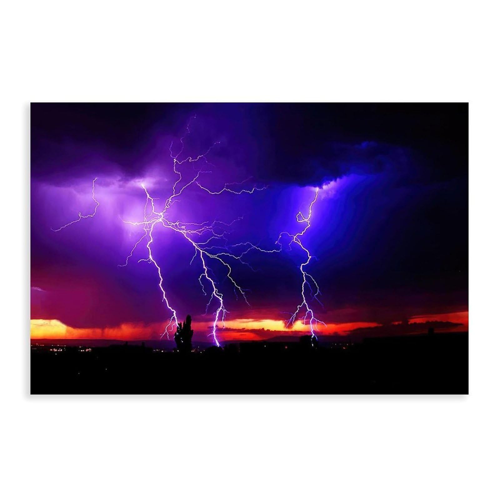 Bareronor Lightning Storm Poster Canvas Poster Bedroom Decor Landscape Office Room Decor Gift 24" L X 36" W
