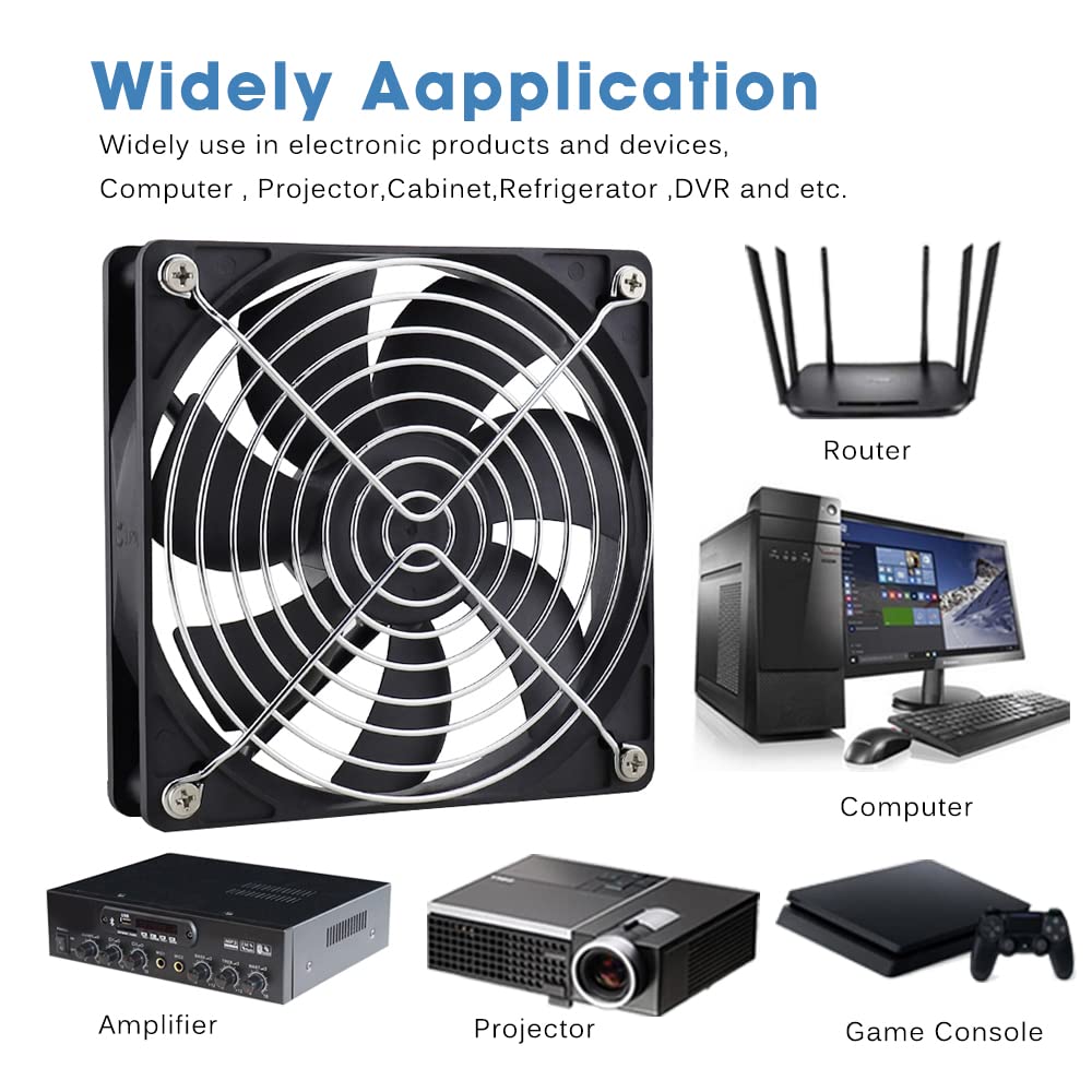 GDSTIME Ventola da 120 mm, 24 V, per PC, 120 mm, 24 volt, 120 x 120 cm, ventilatore da 24 V, per computer, inverter, amplificatore, alimentatore di rete, armadio, ventilazione