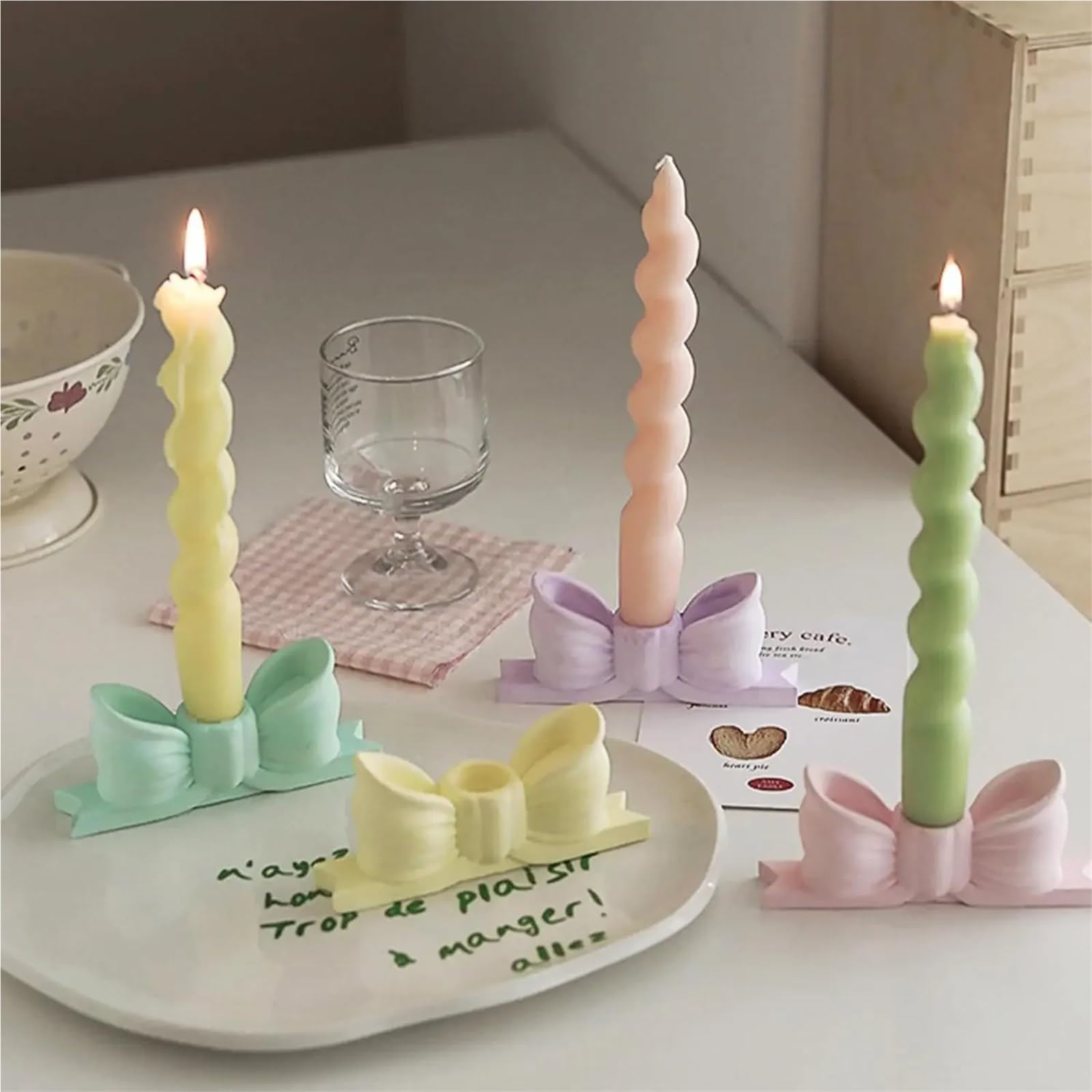 Portavelas Candelabro de Yeso con Forma de Arco, Velas Decorativas for el hogar, Bodas, cenas, Fiestas de cumpleaños, Accesorios for el hogar.(White-3PCS)