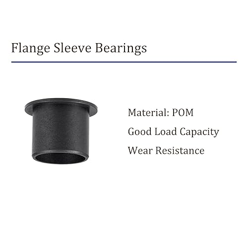 Miniatura 70 de Rodamiento de manga con brida de 4 piezas - [0.197 in x 0.276 in x 0.276 in] Buje sin aceite POM para uso en máquinas de equipos Negro