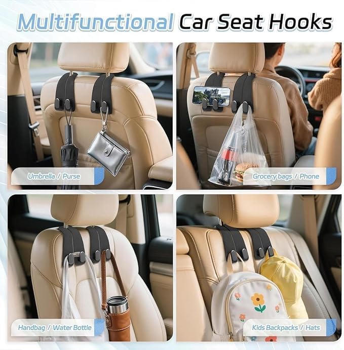Image of VORLA Car Seat Gap Filler Organizer with Phone Holder, Upgrade Version, Prevents Falling, Black, Set of 2 (Back Storage Hook)