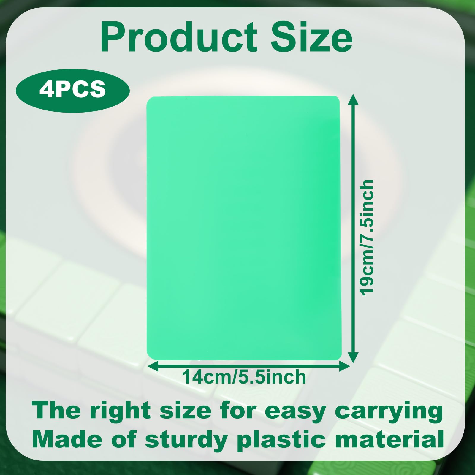 4pcs Mahjong Tile Mixer, 7.5x5.5in Plastic Premium Mahjong Mixer Cards Shuffler Practical Shuffling Tiles Accessories for Players Lovers Enthusiasts (Green)