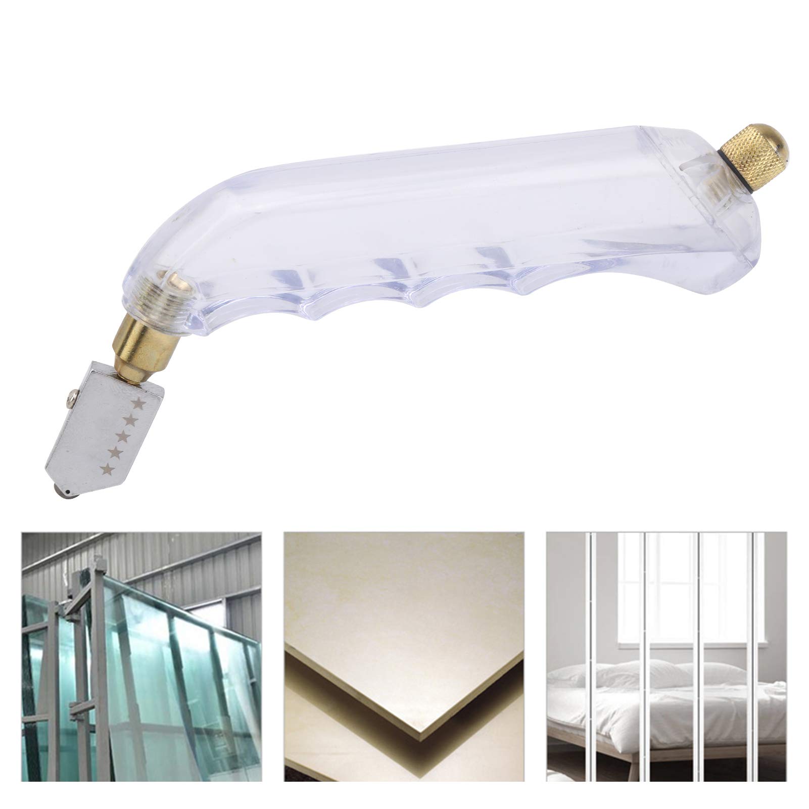 Respicefinem Glass Cutter Handheld Grip Style Tungsten Steel Oil Filled Roller Cutting Tools Ideal for Glass Ceramic Tiles and Mirror Cutting with and Automatic Oil Injection