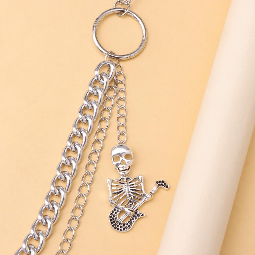 PINKPIN Skull Guitar Chain for Pants Wallet Chains Hip-Hop Double Layer Metal Pants Chain Unisex Streetwear Accessory for Men & Women Edgy Gothic Punk - Image 3