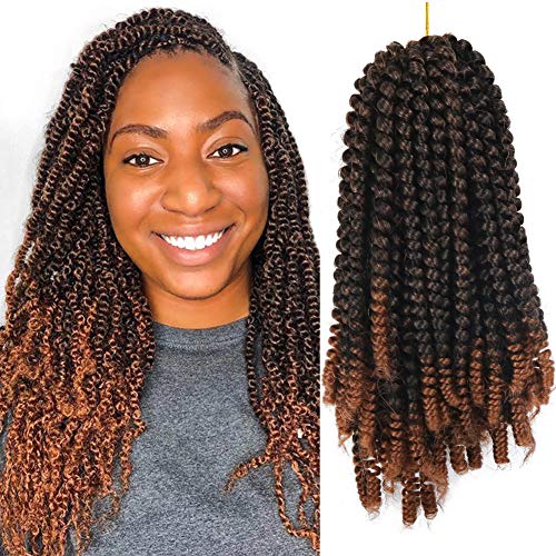 3 Pack 8inch Spring Twist Crochet Braids Bomb Twist Crochet Hair Ombre Colors Synthetic Fluffy Hair Extension (1B/30)