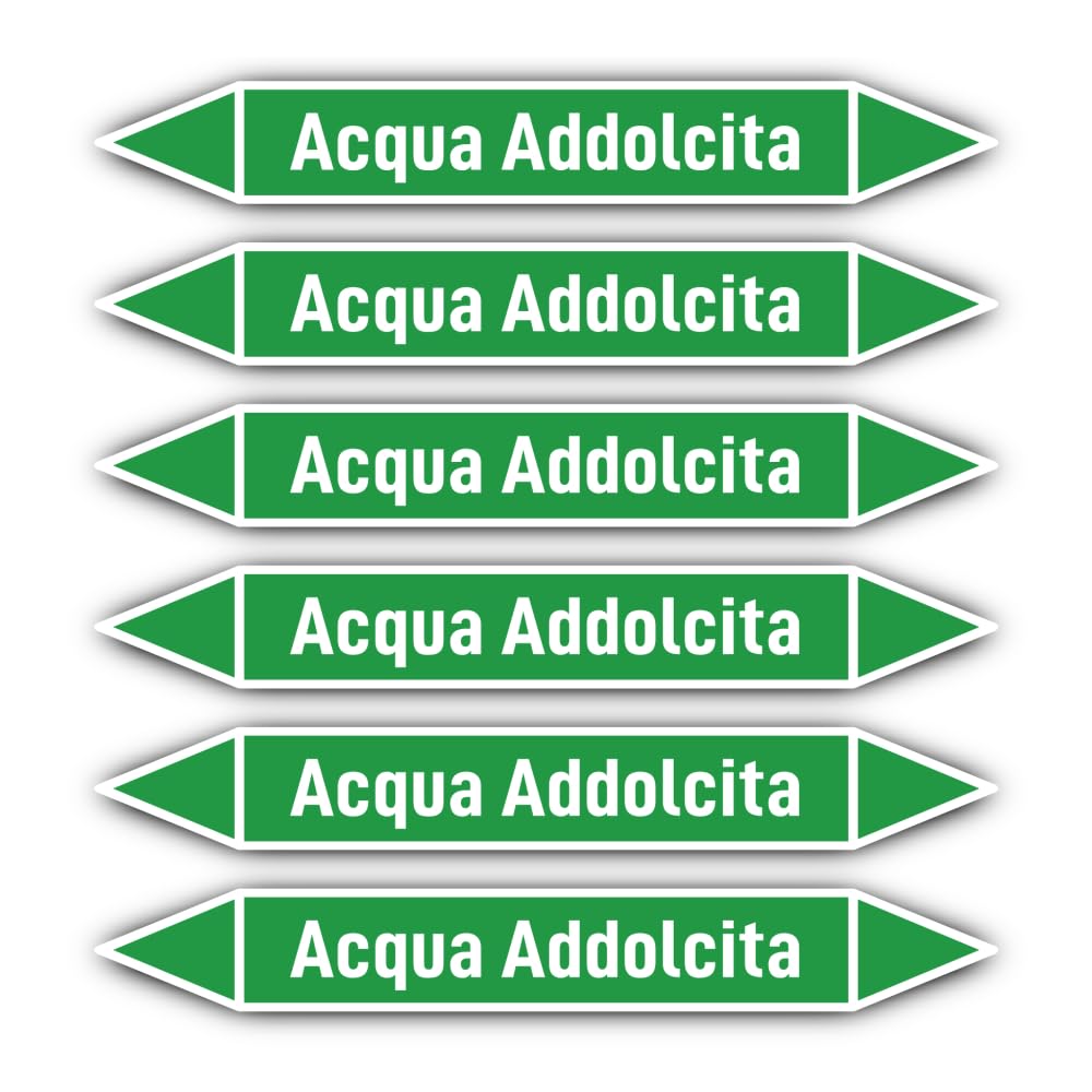 Adesivi: 200x30 mm, 6 pezzi - Gruppo 1 - Acqua - Marcatura tubazioni - secondo DIN 2403 - Lingua: italiano - Acqua Addolcita
