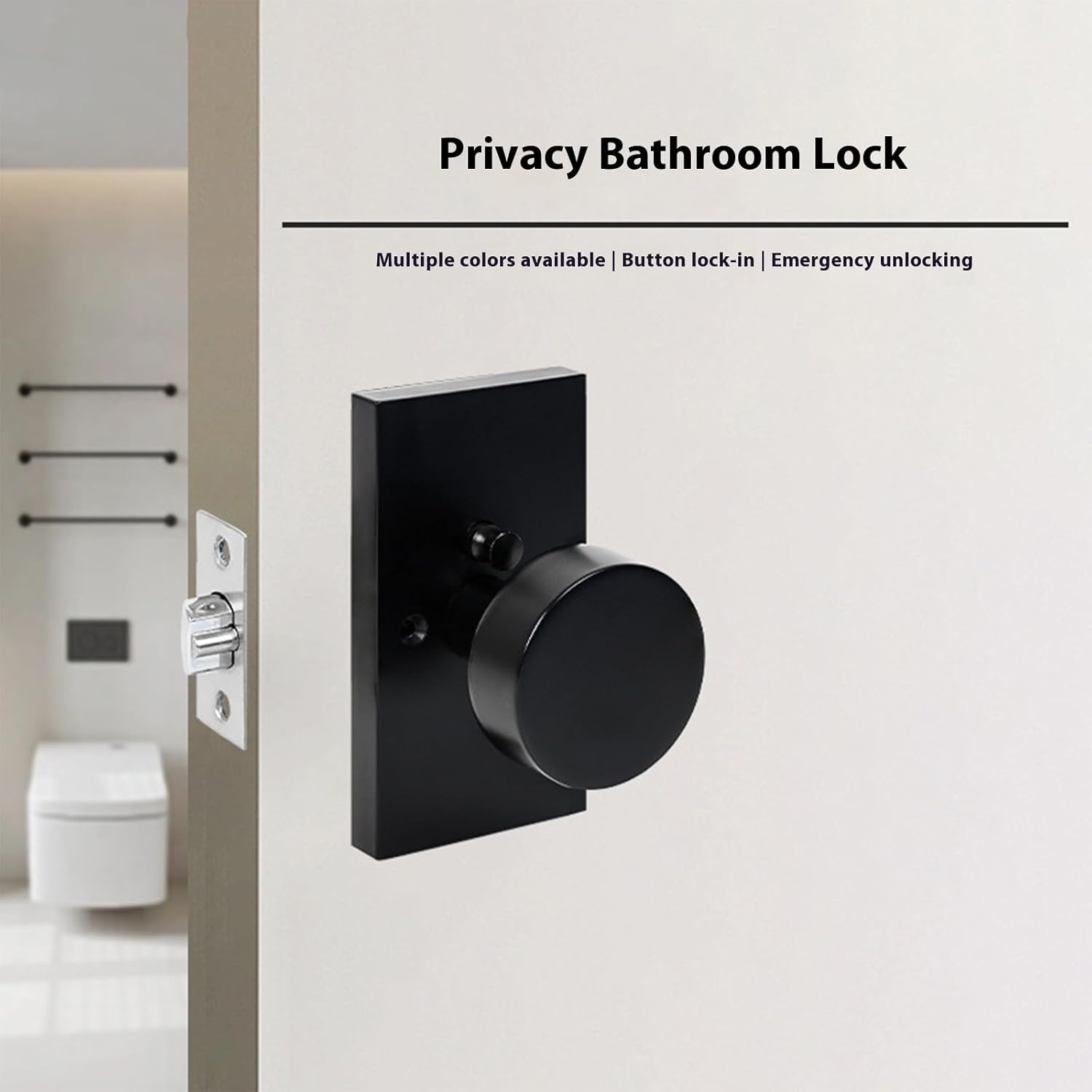 Quick Installation Alloy Passage Door Handle Set Matte Finish Security Locks Includes Rotating Button Locking Mechanism Interior Exterior Door Locks