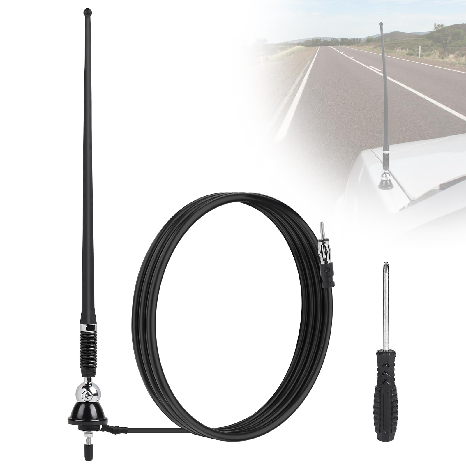 DBREAKS Antenna Radio Marina Impermeabile AM FM Universale 16'' Gomma