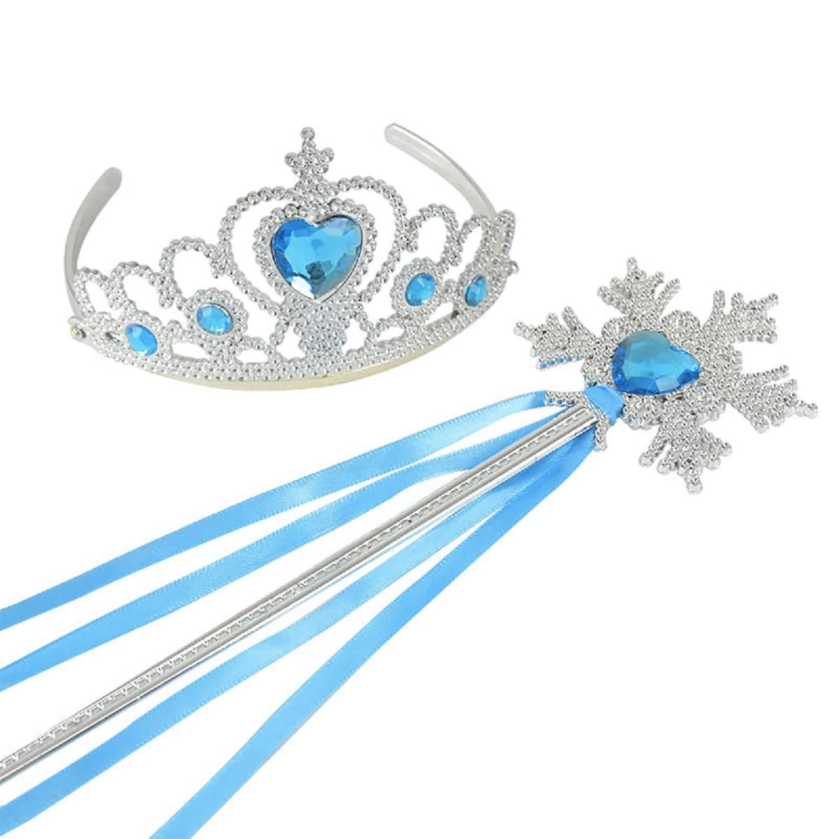 TASMAI MARKETING Kid Party Favour Princess Accessories Set Crown/Tiara And Stick/Wand (Blue)