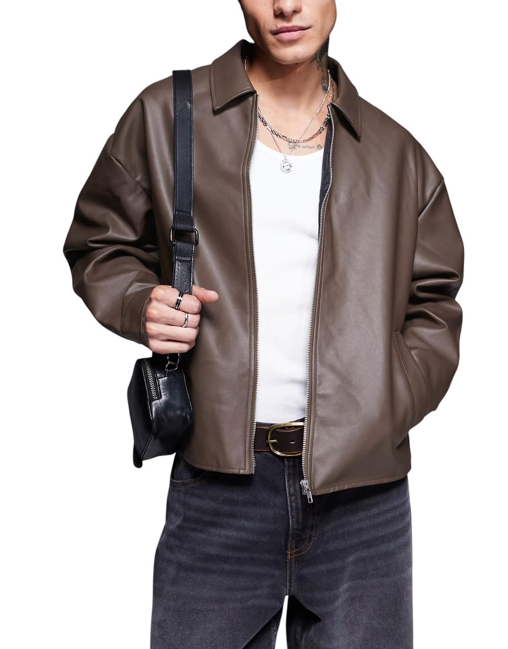 exotix Faux Leather Oversized Coach Jacket | Stylish Polo Coller Trandy | Racing Motor Biker Riding Jacket Outerwear for Winter Travel Parties & Daily Use | Plain Classic Design For Men & Women-picture-33