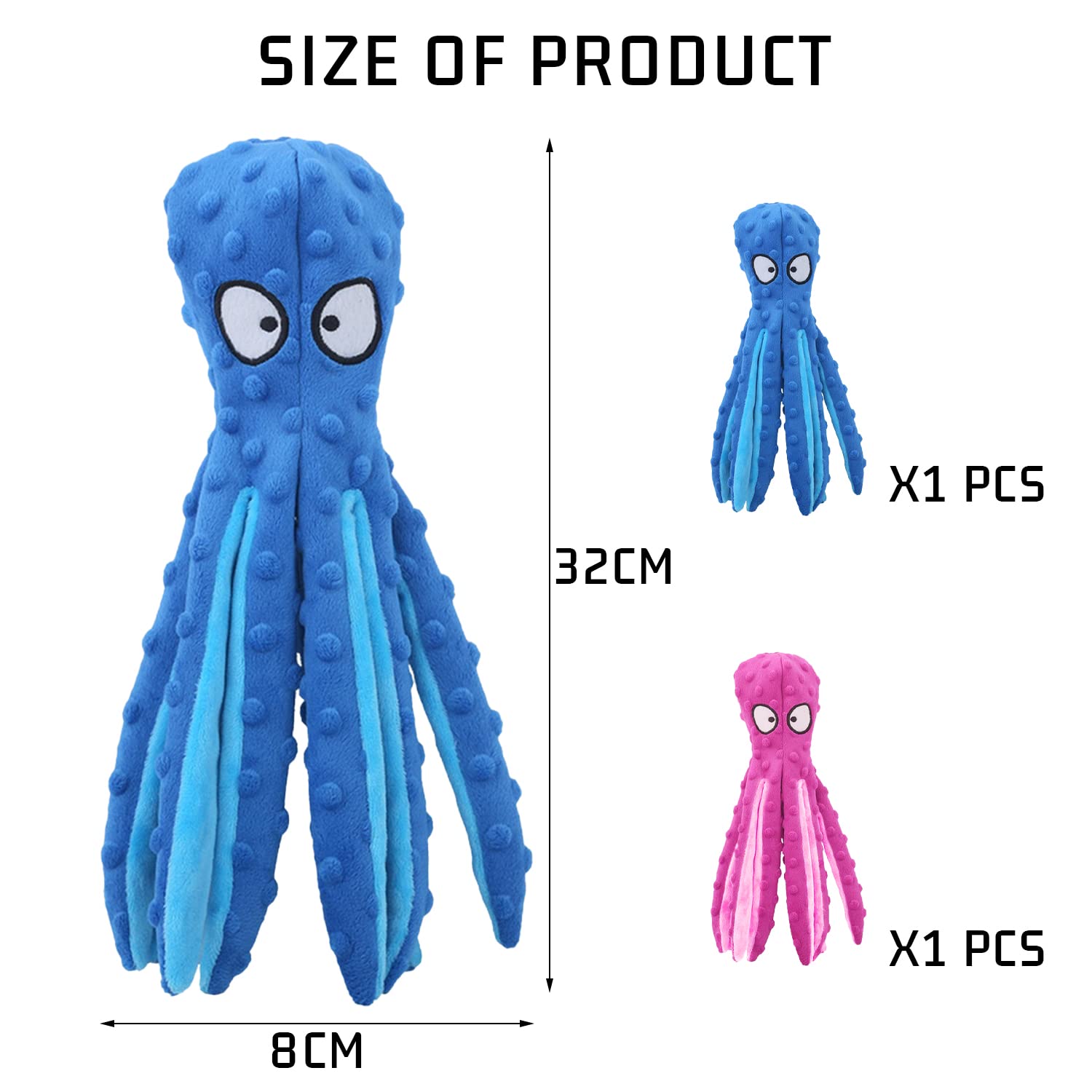 Hundespielzeug Krake 4er Set - Quietschspielzeug Ohne Füllung